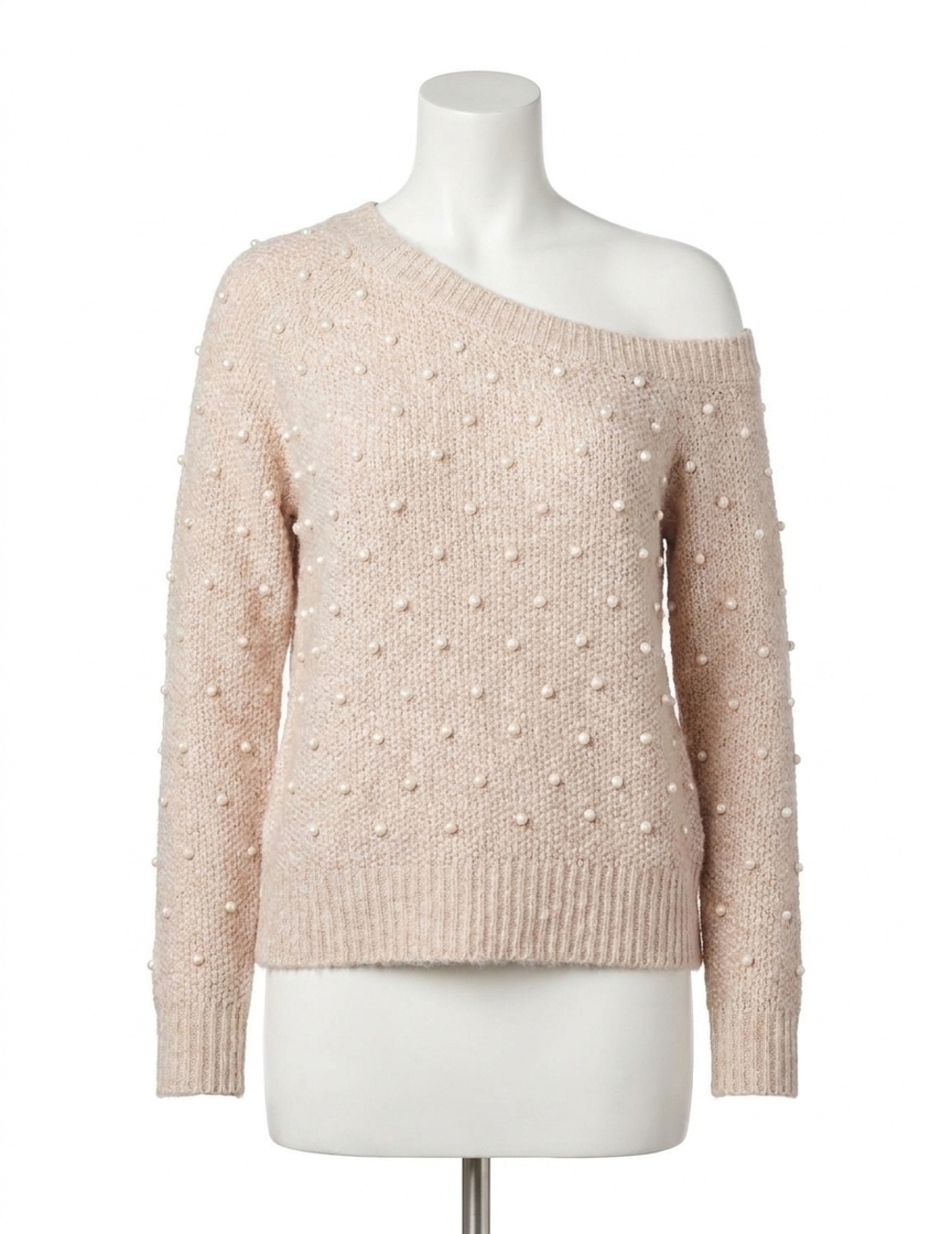 NEW LOVE TOKEN adalynn one shoulder sweater in blush